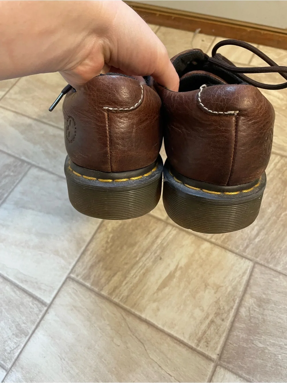Vintage Men's Brown Leather Lace-Up Doc Martens